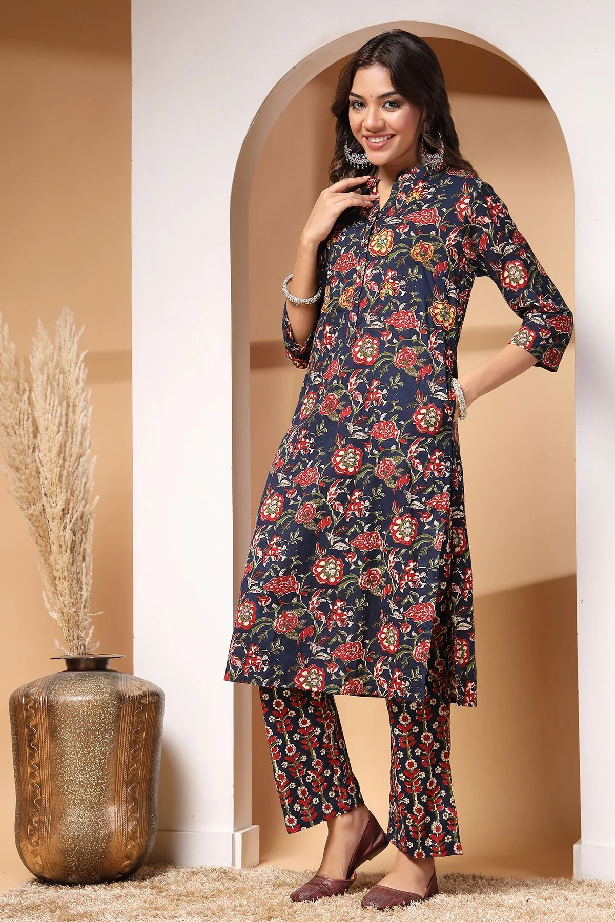 Midnight Bloom Maternity and Zipless Feeding Kurta Set - Image 7