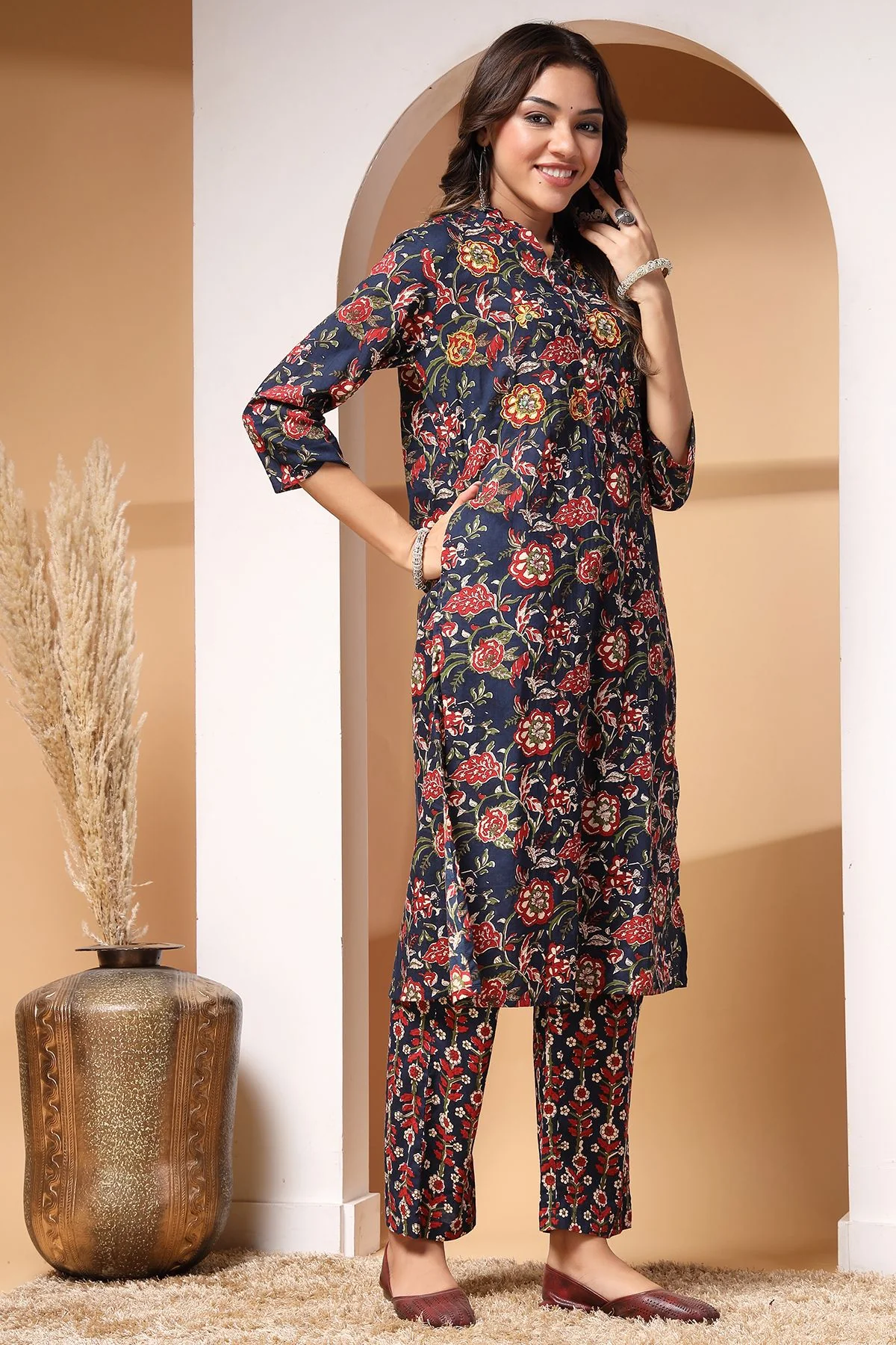 Midnight Bloom Maternity and Zipless Feeding Kurta Set - Image 9