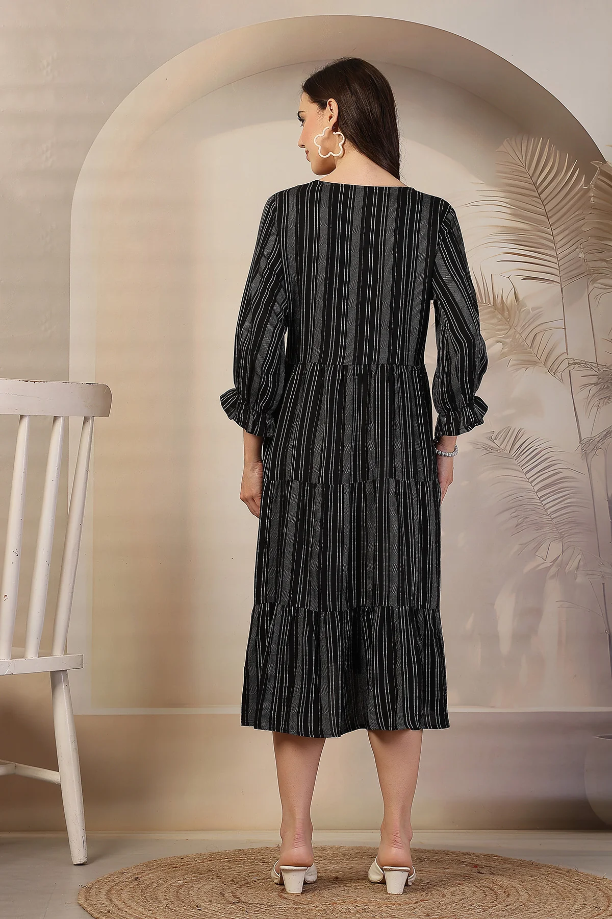 Midnight Stripe Zipless Maternity Feeding Dress - Image 6