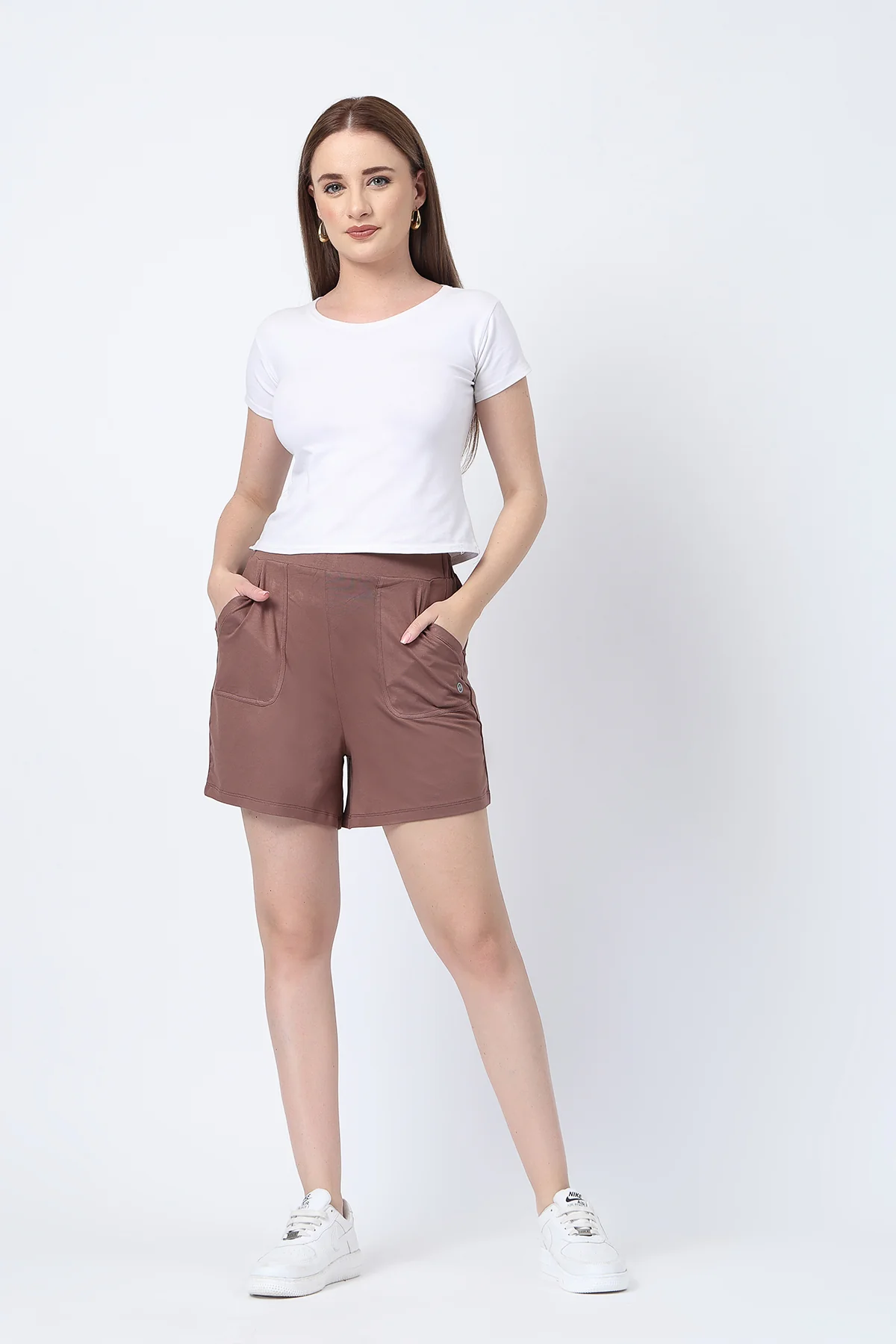 Mocha Maternity Nursing Top & Shorts Set - Image 11