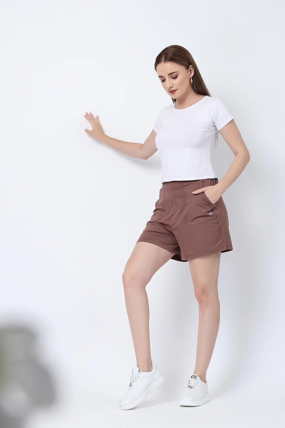 Mocha Maternity Nursing Top & Shorts Set - Image 12