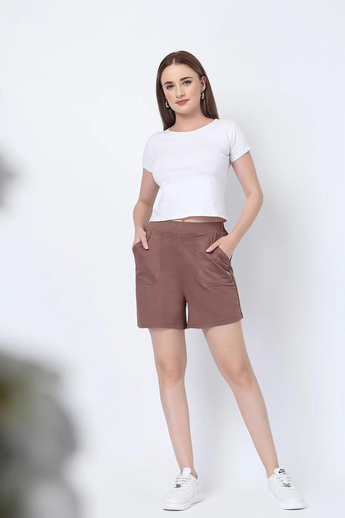 Mocha Maternity Nursing Top & Shorts Set - Image 13
