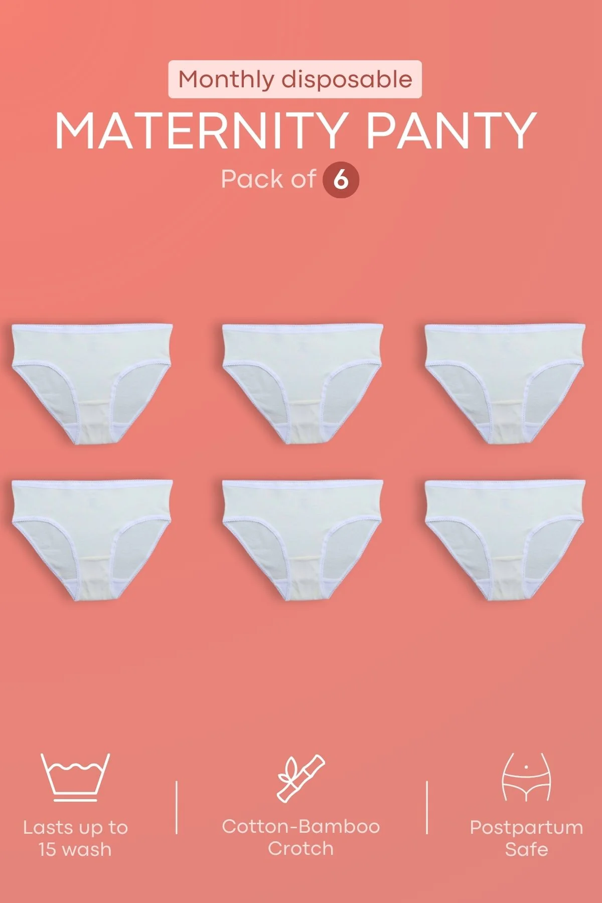Monthly Disposable White Maternity Panty (Pack of 6) - Image 4