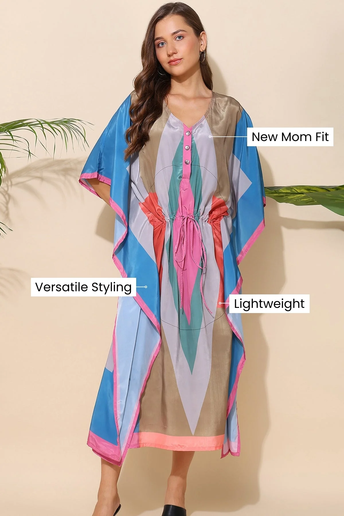 Multicolor Maternity Zipless Feeding Kaftan - Image 3