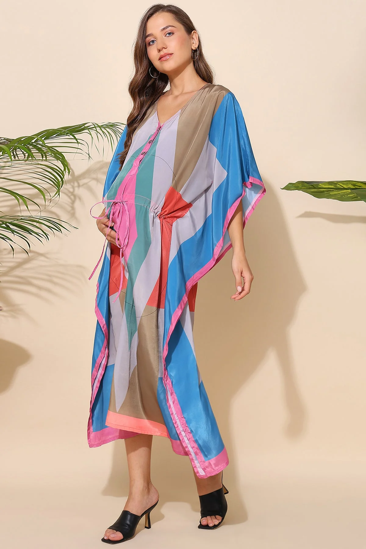 Multicolor Maternity Zipless Feeding Kaftan - Image 8