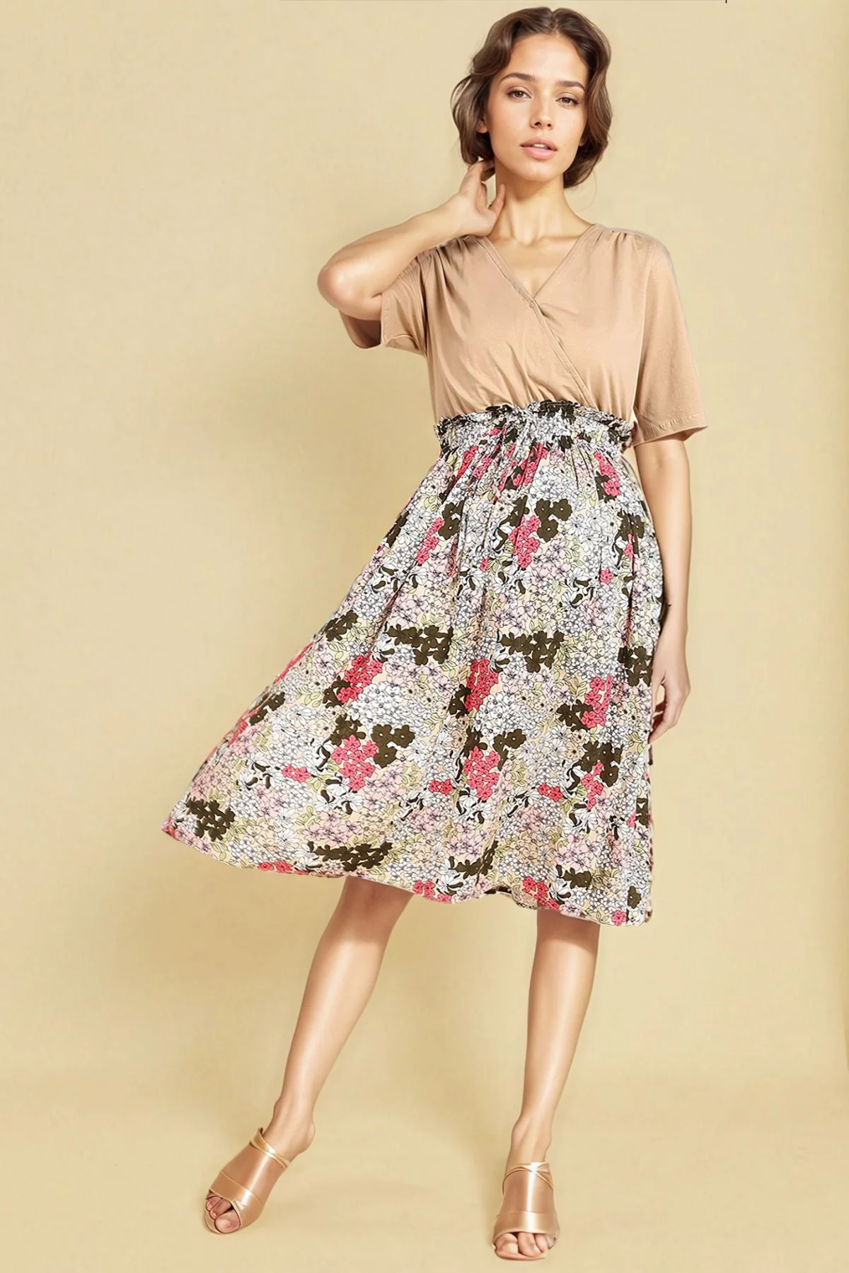 Multifloral Jersey Poplin Zipless Maternity Dress - Image 11