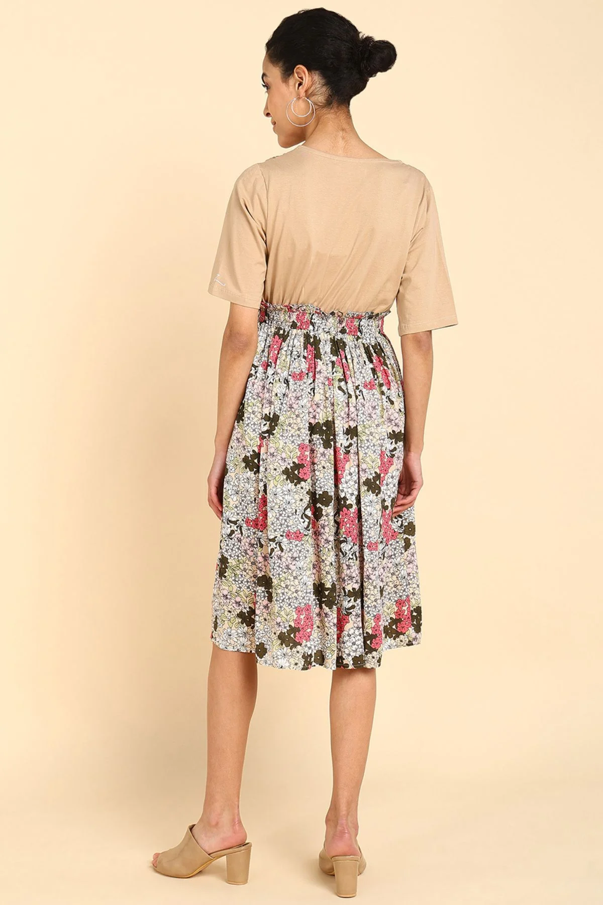 Multifloral Jersey Poplin Zipless Maternity Dress - Image 5