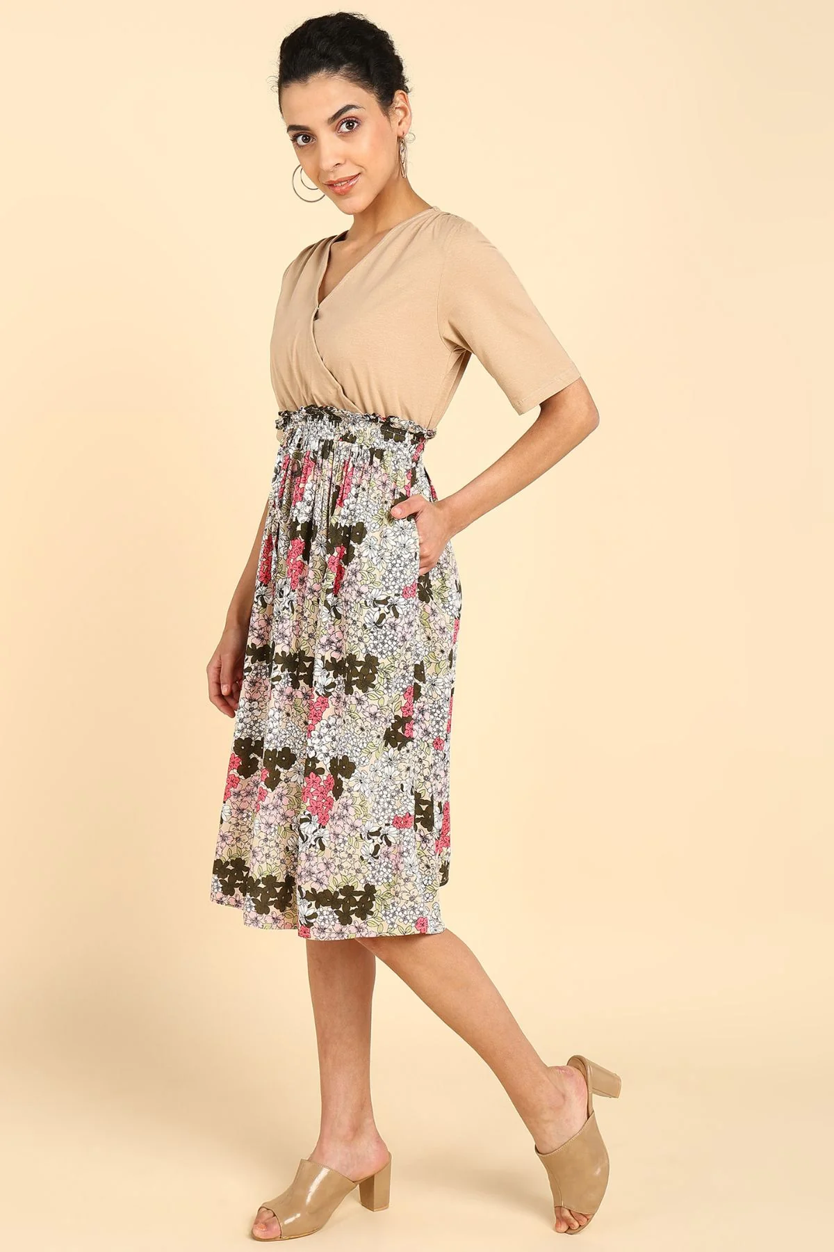 Multifloral Jersey Poplin Zipless Maternity Dress - Image 8