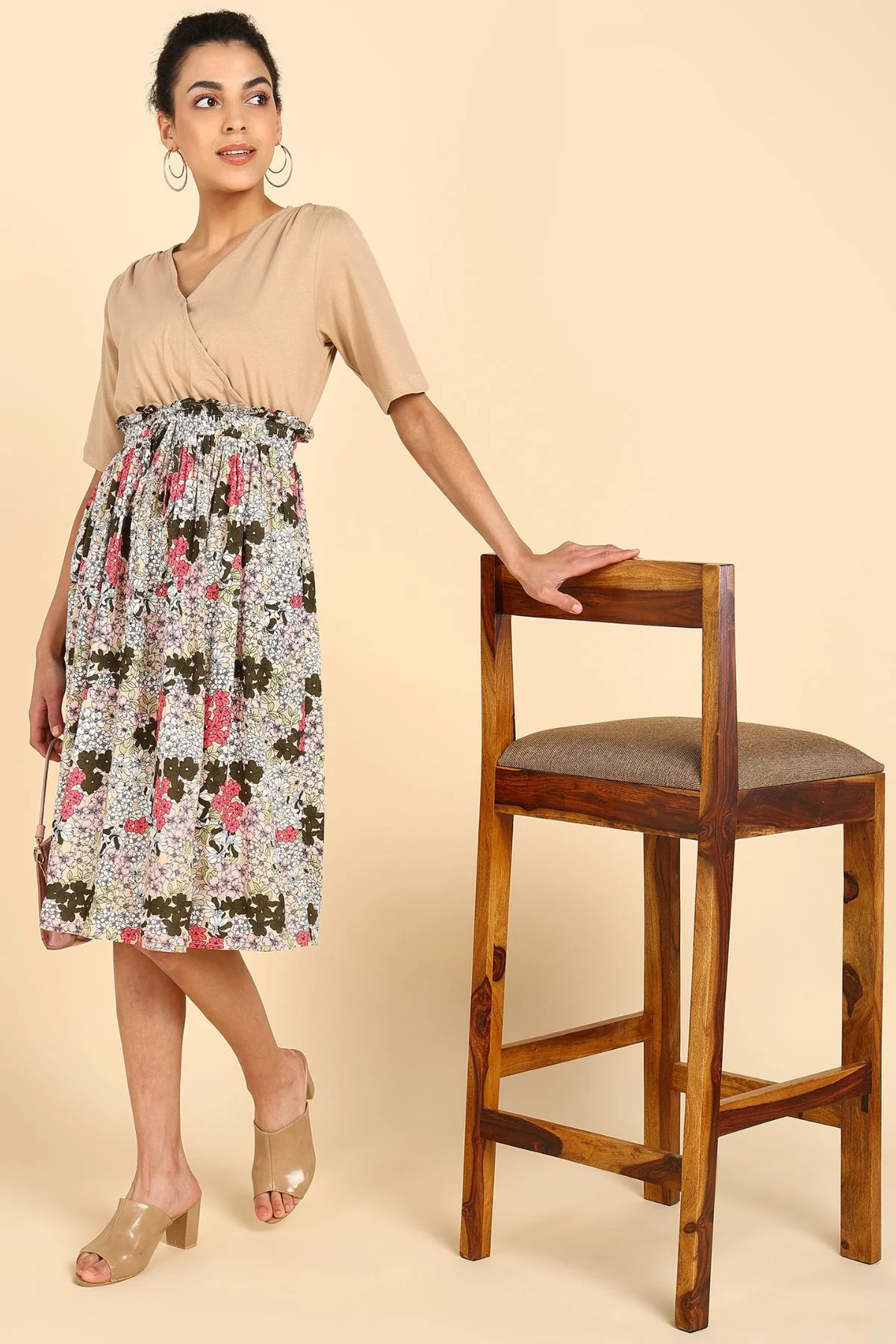 Multifloral Jersey Poplin Zipless Maternity Dress - Image 9