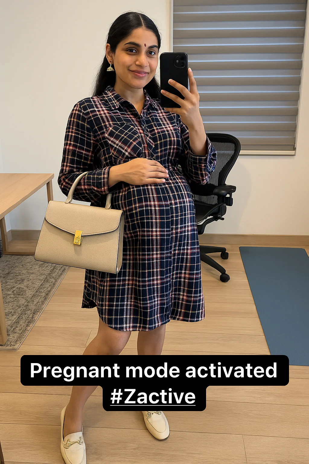 Navy Blue 100% Viscose Rayon Check Shirt Zipless Feeding Dress - Image 11