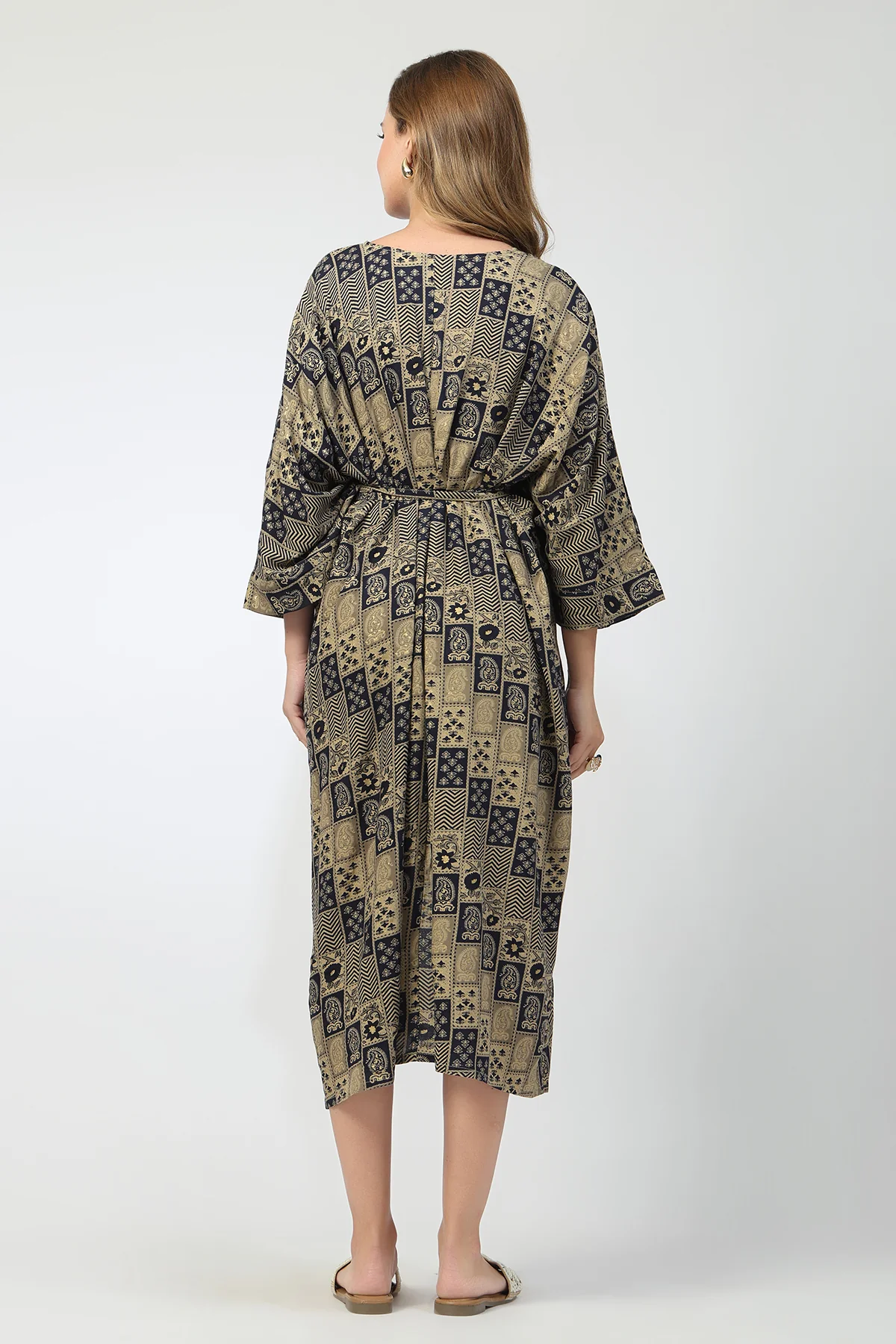 Maternity Concealed Zip Feeding Kaftan - Blue - Image 3