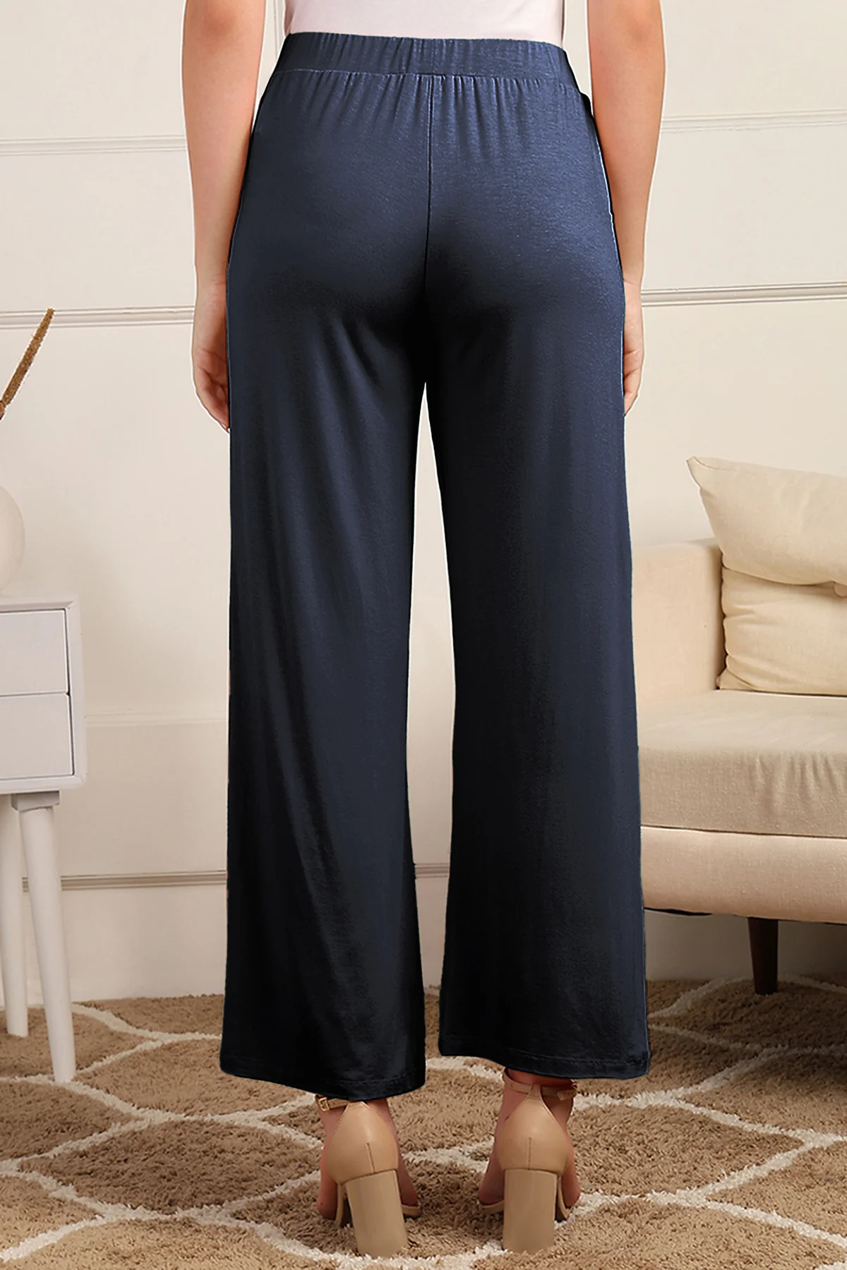 Navy High Waist Maternity Palazzo - Image 4