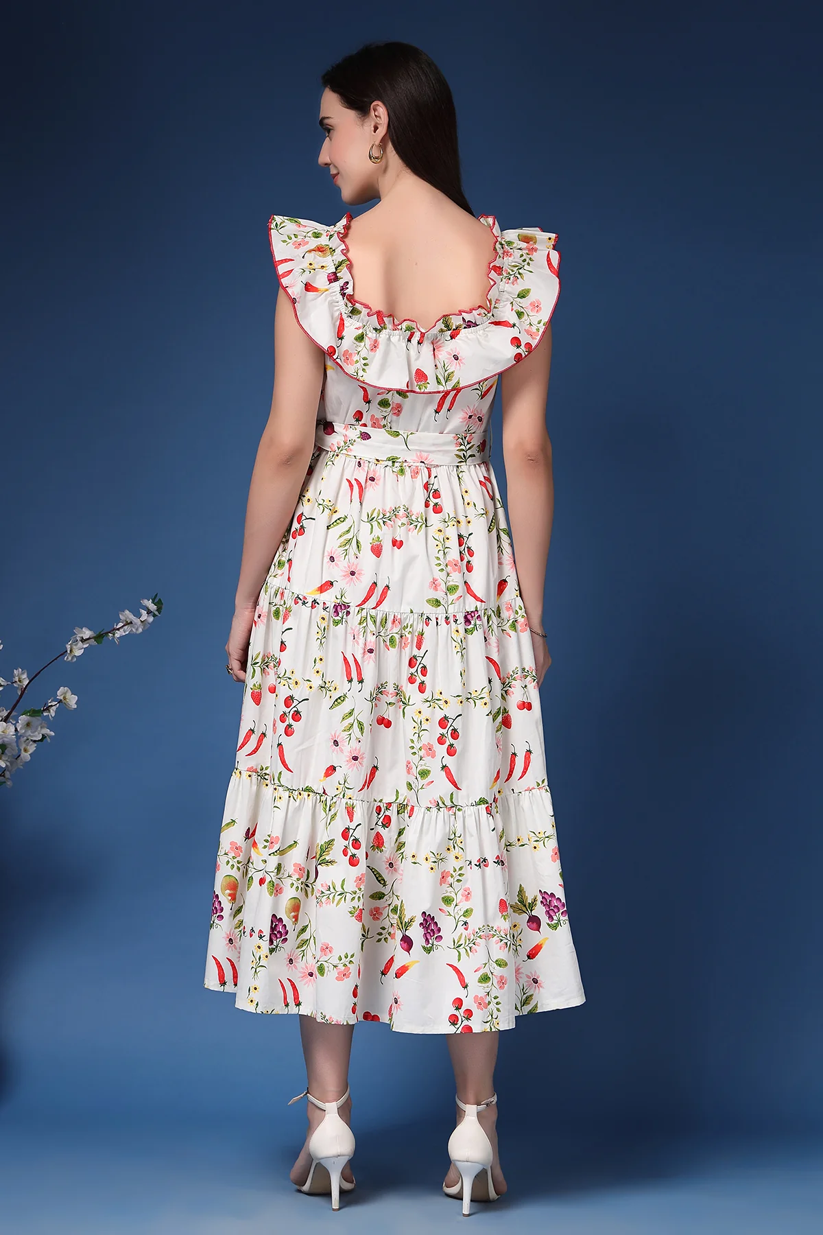 Off-Shoulder Cotton Maternity Feeding Dress - Multi - Image 3
