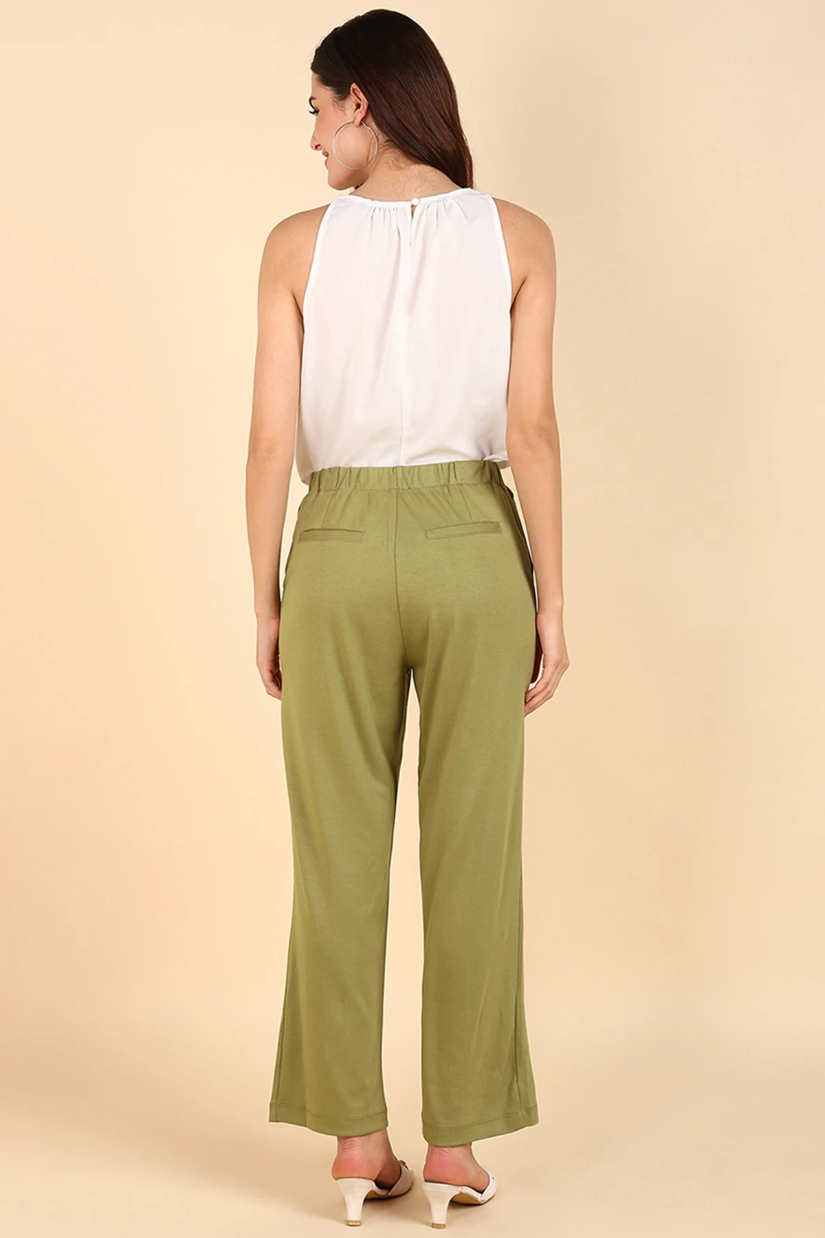 Olive Flare Pants (Pregnancy & Postpartum) - Image 4