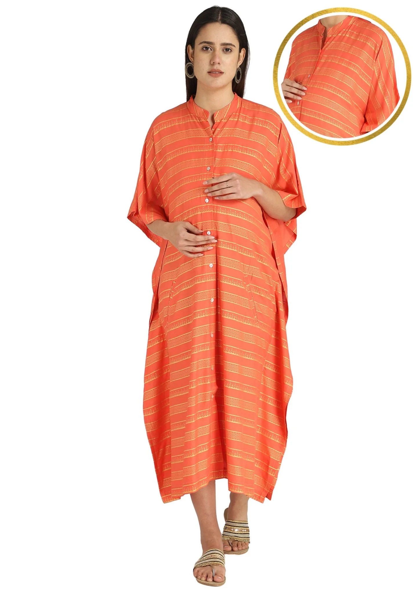 Orange Maternity Kaftan - Image 3