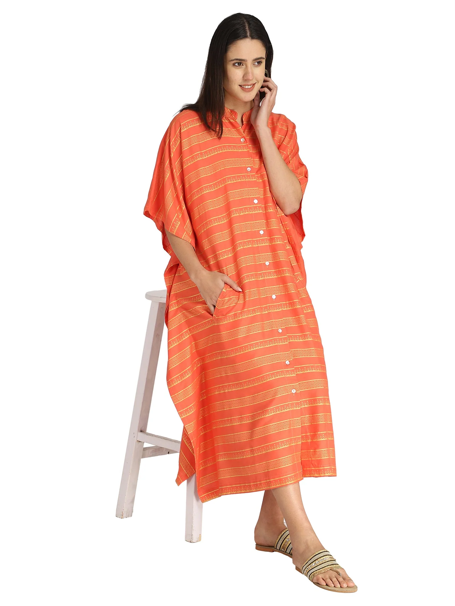 Orange Maternity Kaftan - Image 6