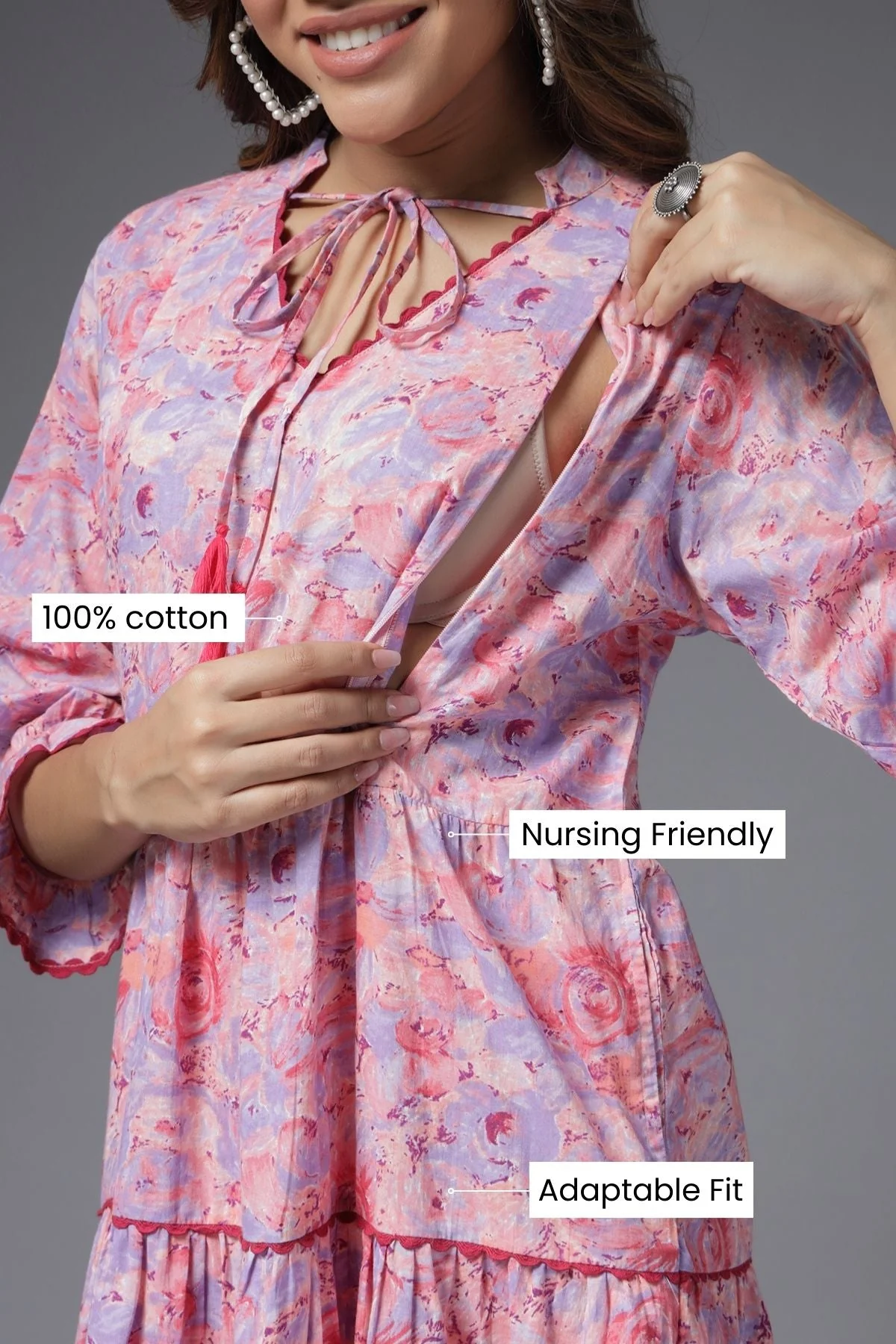 Pastel Paradise Maternity & Feeding Tier Dress - Image 10