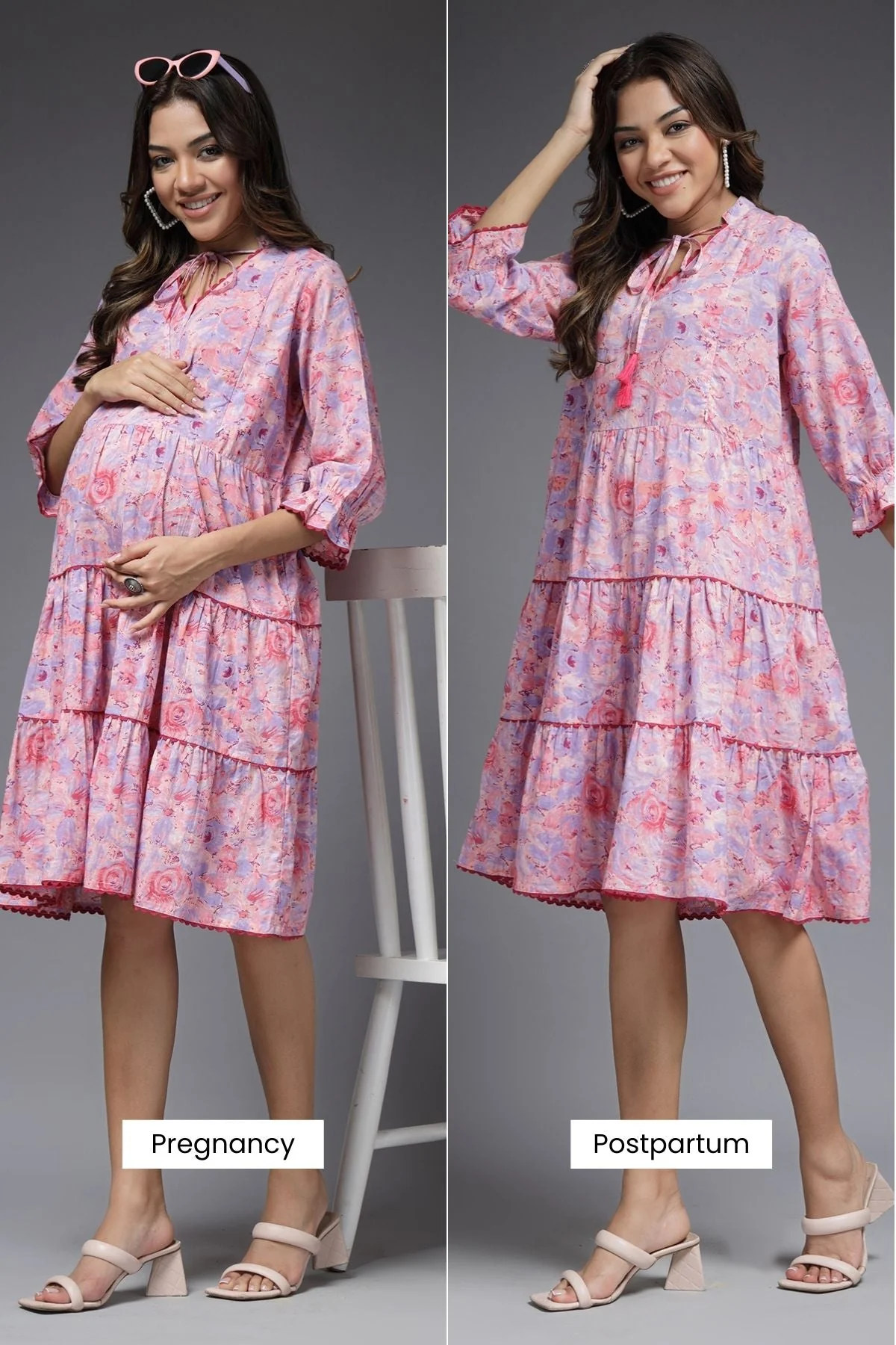 Pastel Paradise Maternity & Feeding Tier Dress - Image 11