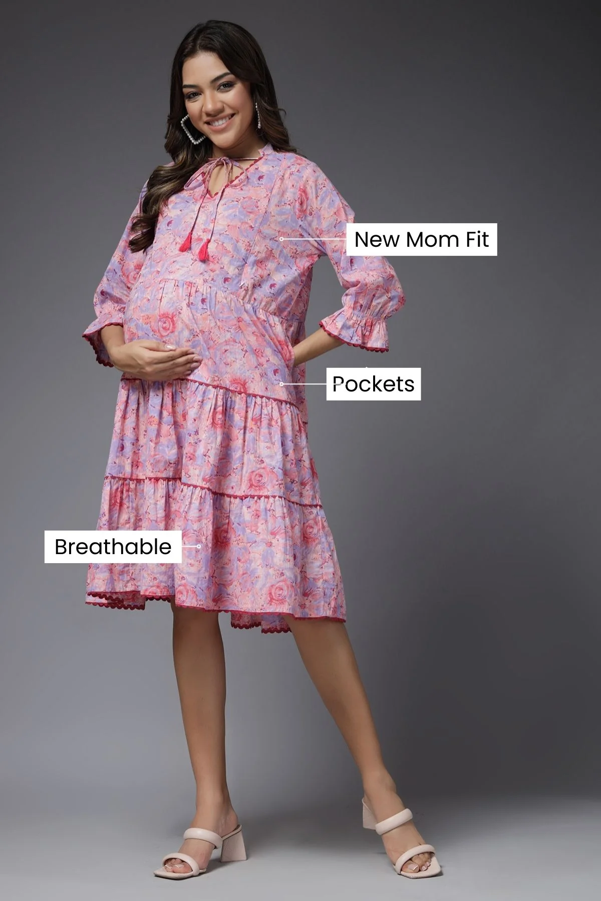 Pastel Paradise Maternity & Feeding Tier Dress - Image 4