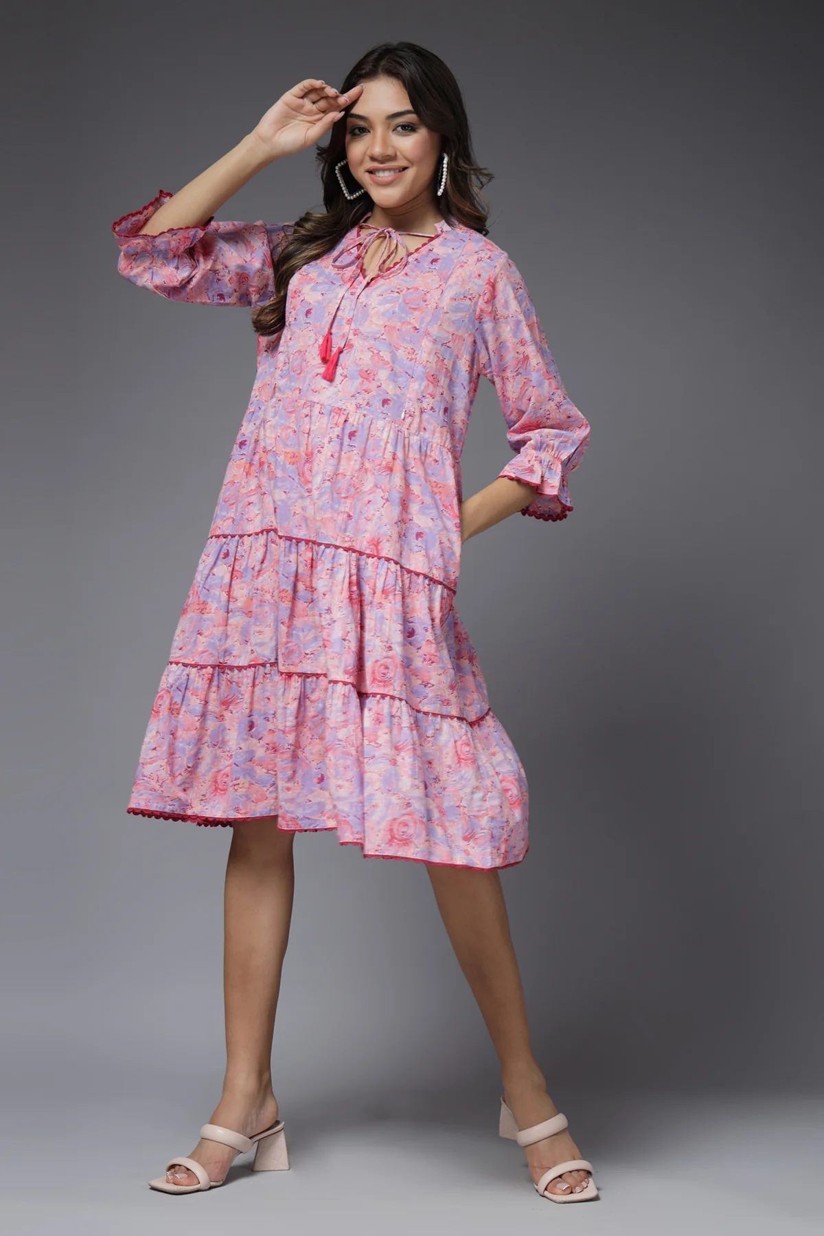 Pastel Paradise Maternity & Feeding Tier Dress - Image 6