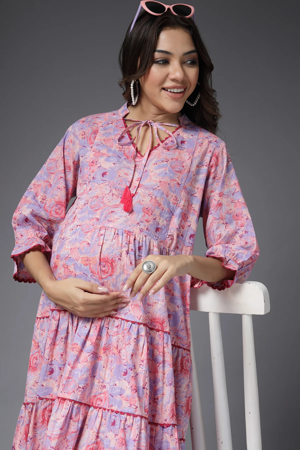 Pastel Paradise Maternity & Feeding Tier Dress - Image 7