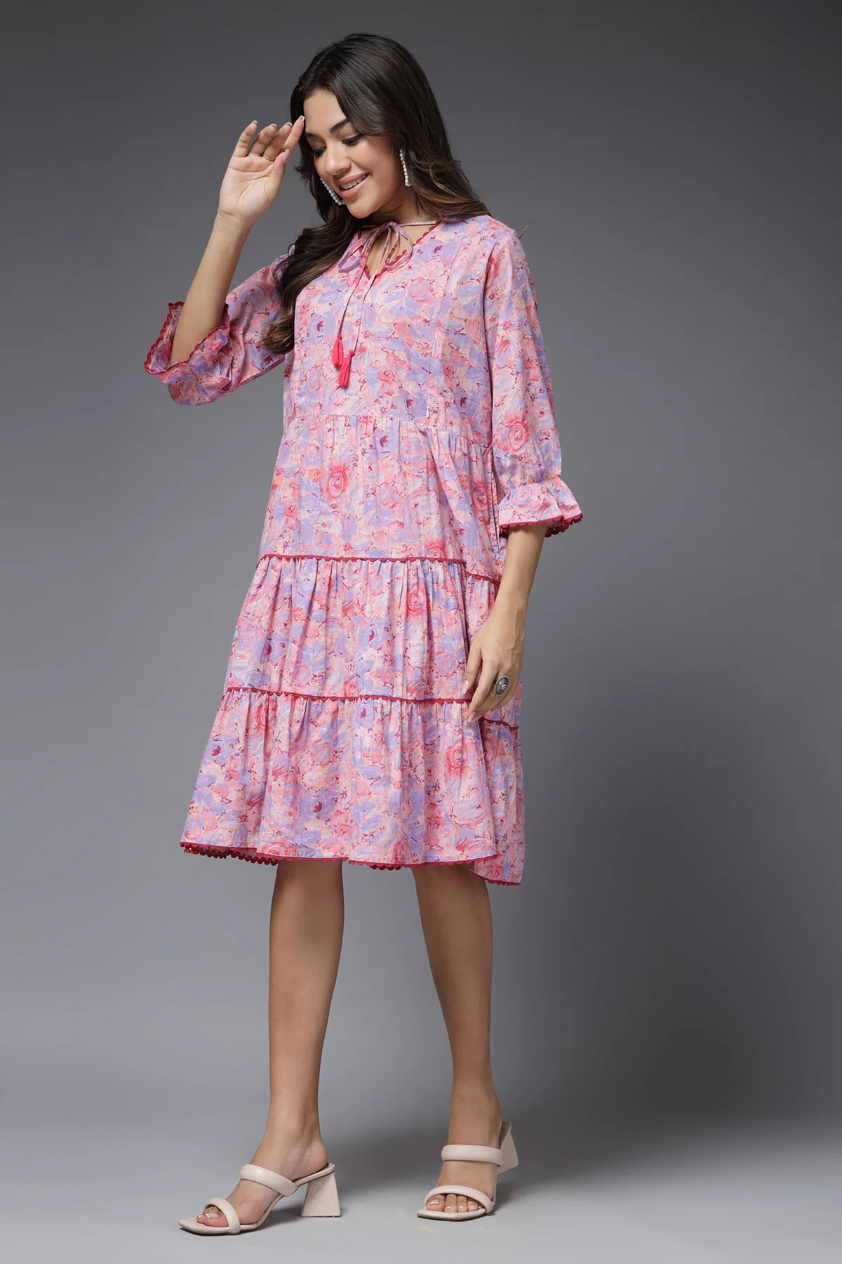 Pastel Paradise Maternity & Feeding Tier Dress - Image 8