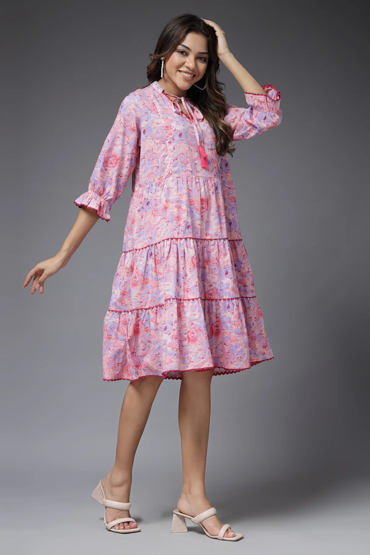 Pastel Paradise Maternity & Feeding Tier Dress - Image 9