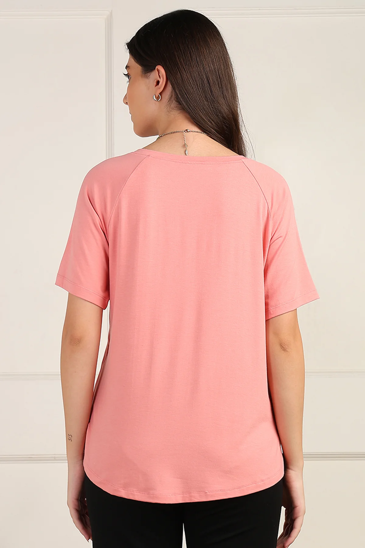 Peach Solid Nursing Top with Side Zip Access - Image 5