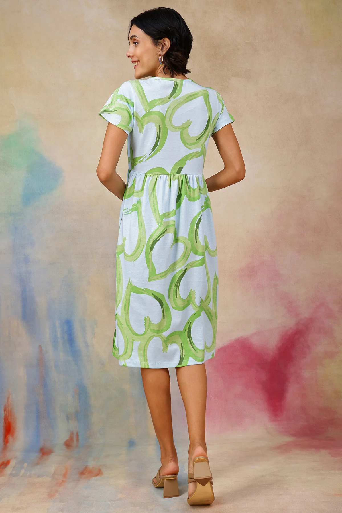 Matcha Printed Maternity Zipless Feeding Dress - Image 3