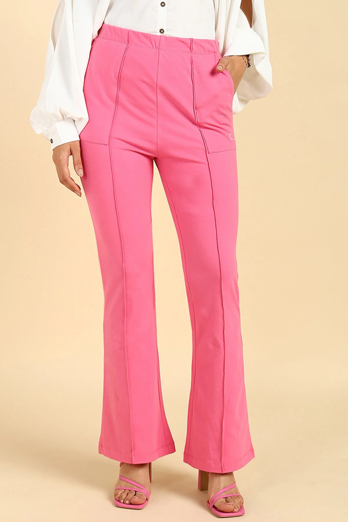 Pleated Cotton Pink Maternity Pants (Pregnancy & Postpartum) - Image 8