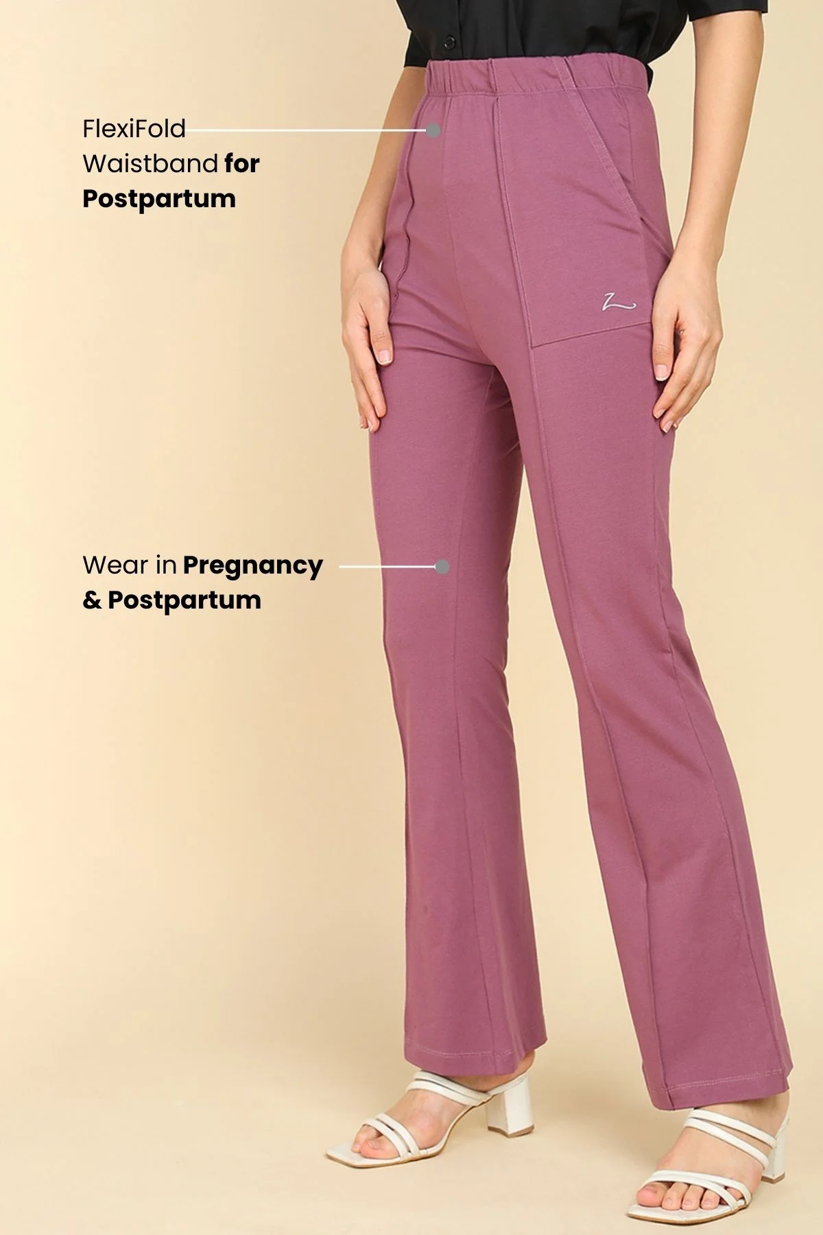 Pleated Pants Cotton Rosewood Maternity Pants (Pregnancy & Postpartum) - Image 4