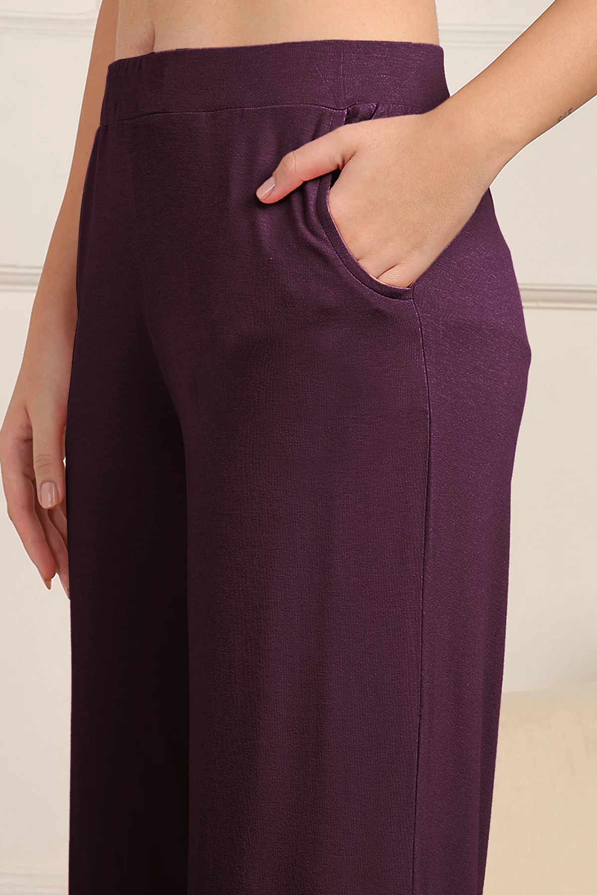 Plum High Waist Maternity Palazzo - Image 2
