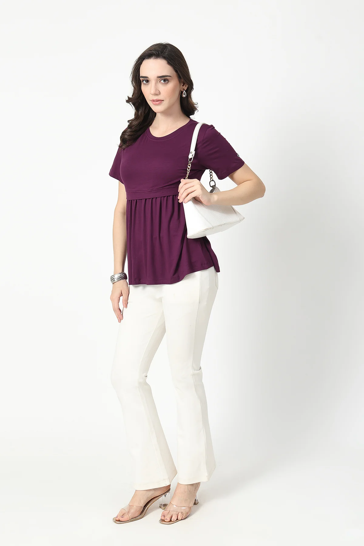 Plum Maternity Zipless Feeding Gathered Top - Image 10