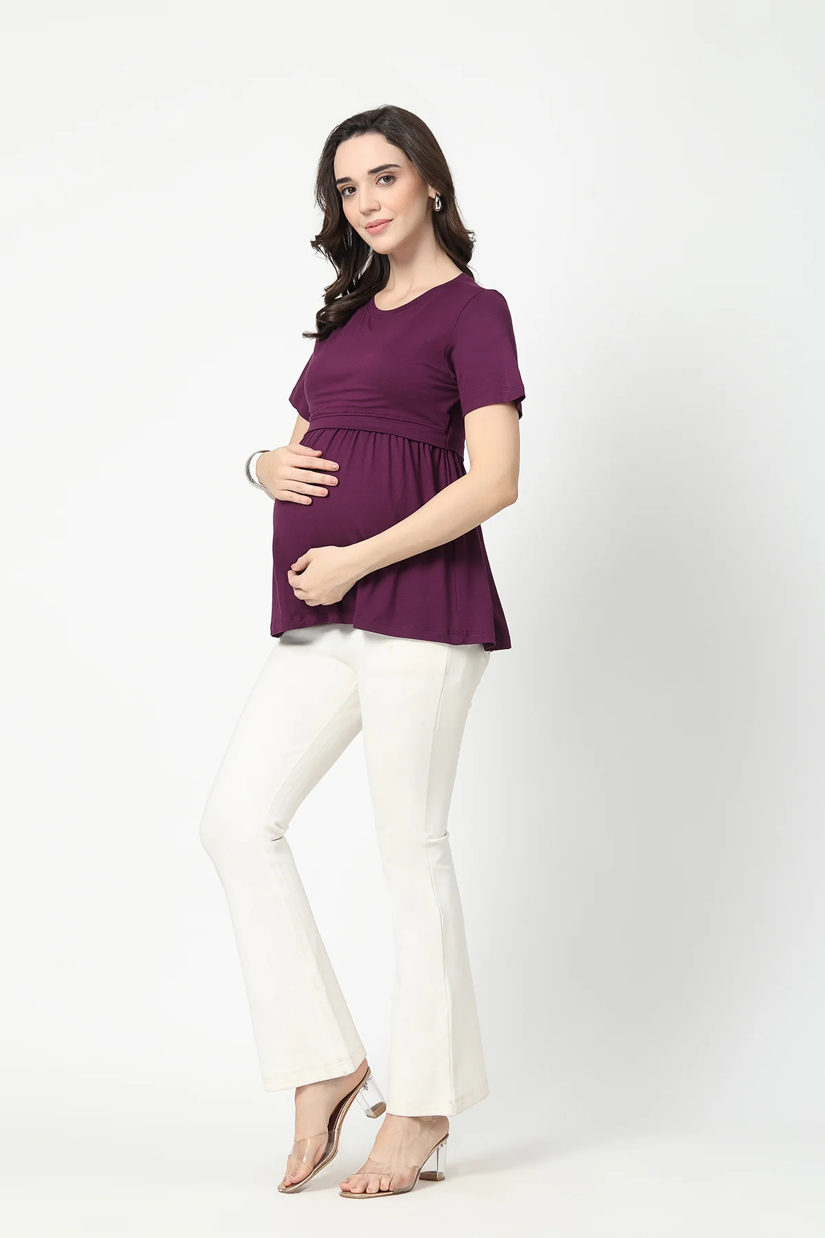 Plum Maternity Zipless Feeding Gathered Top - Image 14