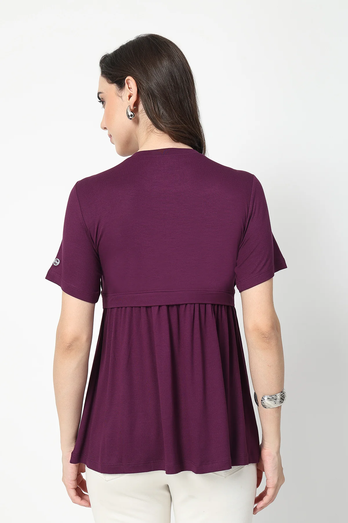 Plum Maternity Zipless Feeding Gathered Top - Image 3