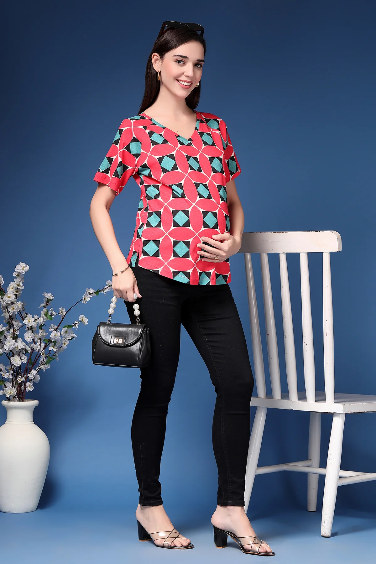 Red Maternity Feeding Top (Side Zip) - Image 7