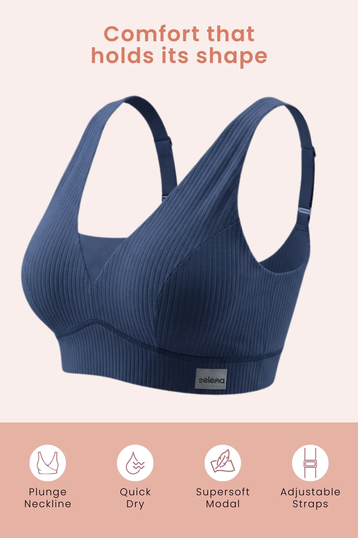 Sera Broad-Rib Bra - Airforce - Image 2