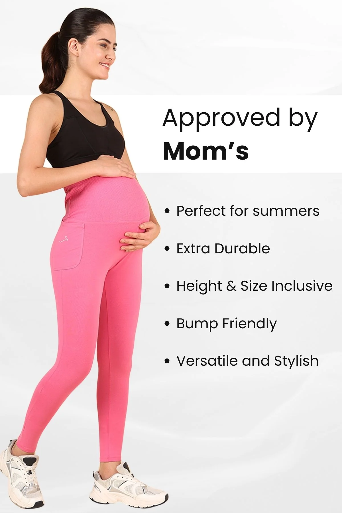 Ribbed Cotton Pink Maternity Legging (Pregnancy & Postpartum) - Image 6