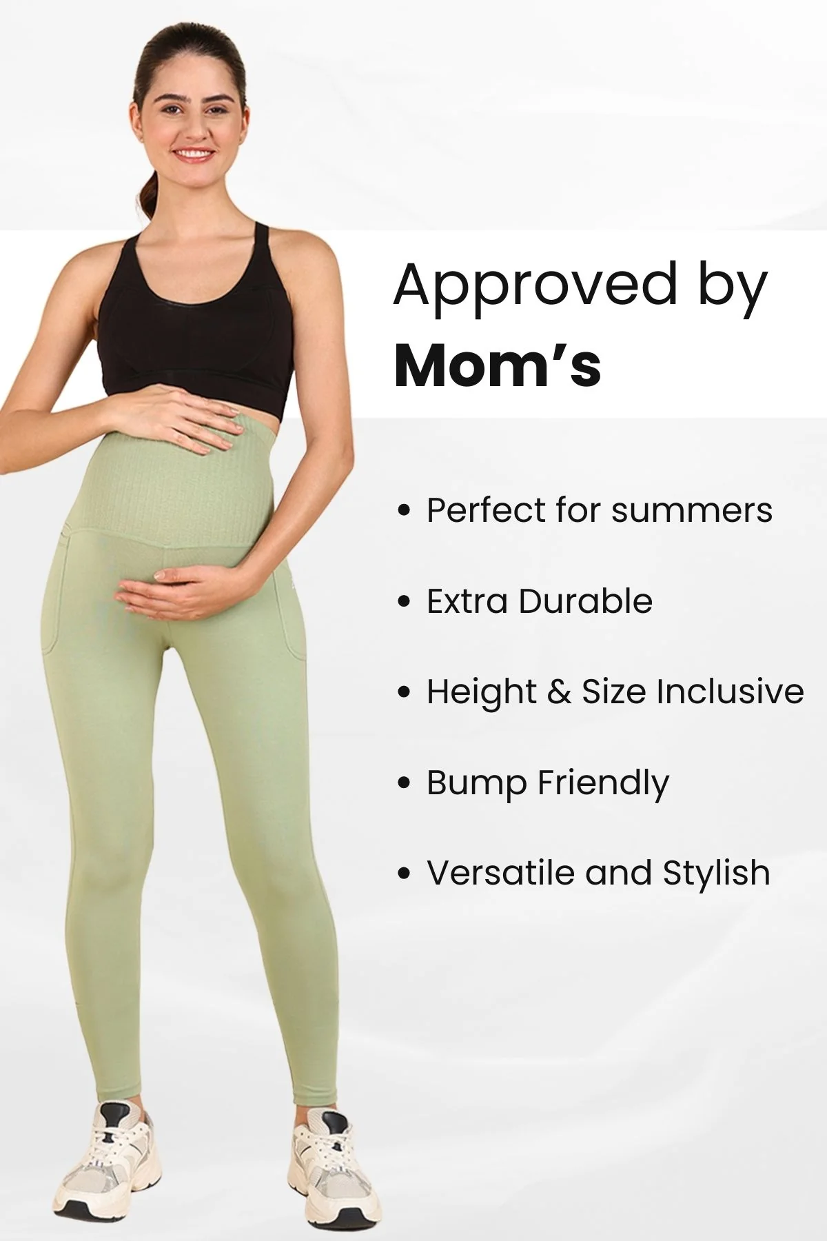 Ribbed Cotton Matcha Green Maternity Legging (Pregnancy & Postpartum) - Image 7