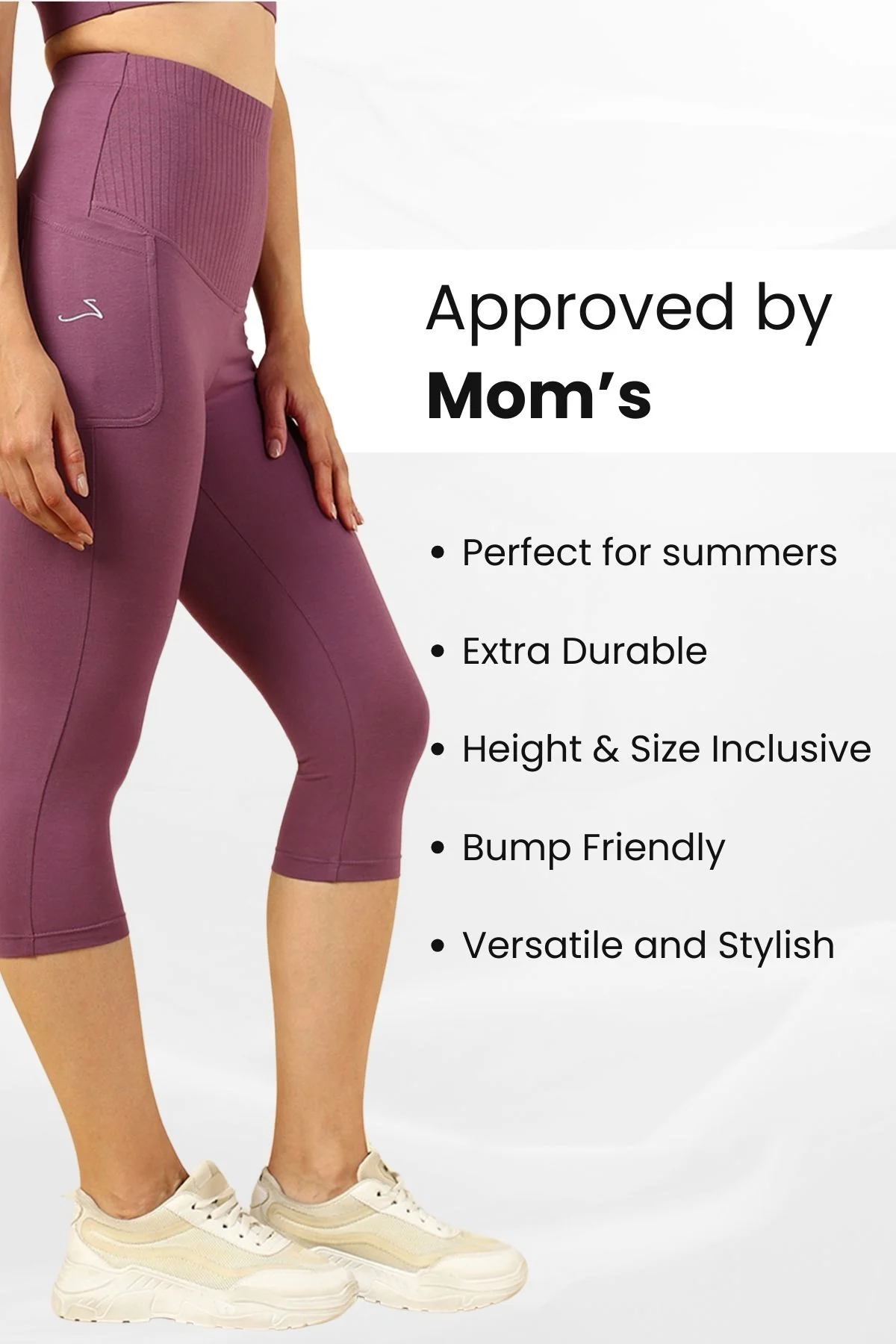 Ribbed Cotton Rosewood Maternity Capri (Pregnancy & Postpartum) - Image 6