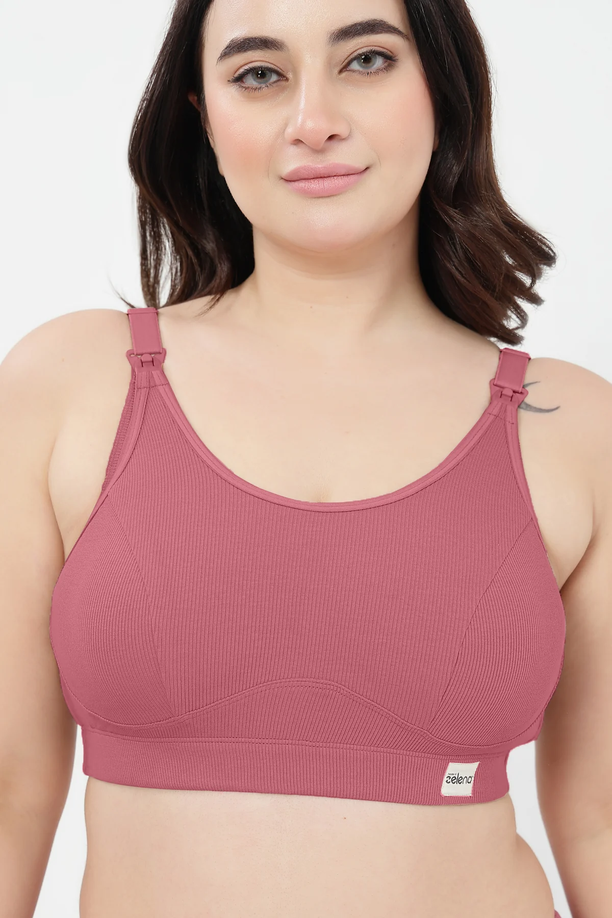 Riva Fine Rib Bra & Mid Rise Panty Set - Blush - Image 10