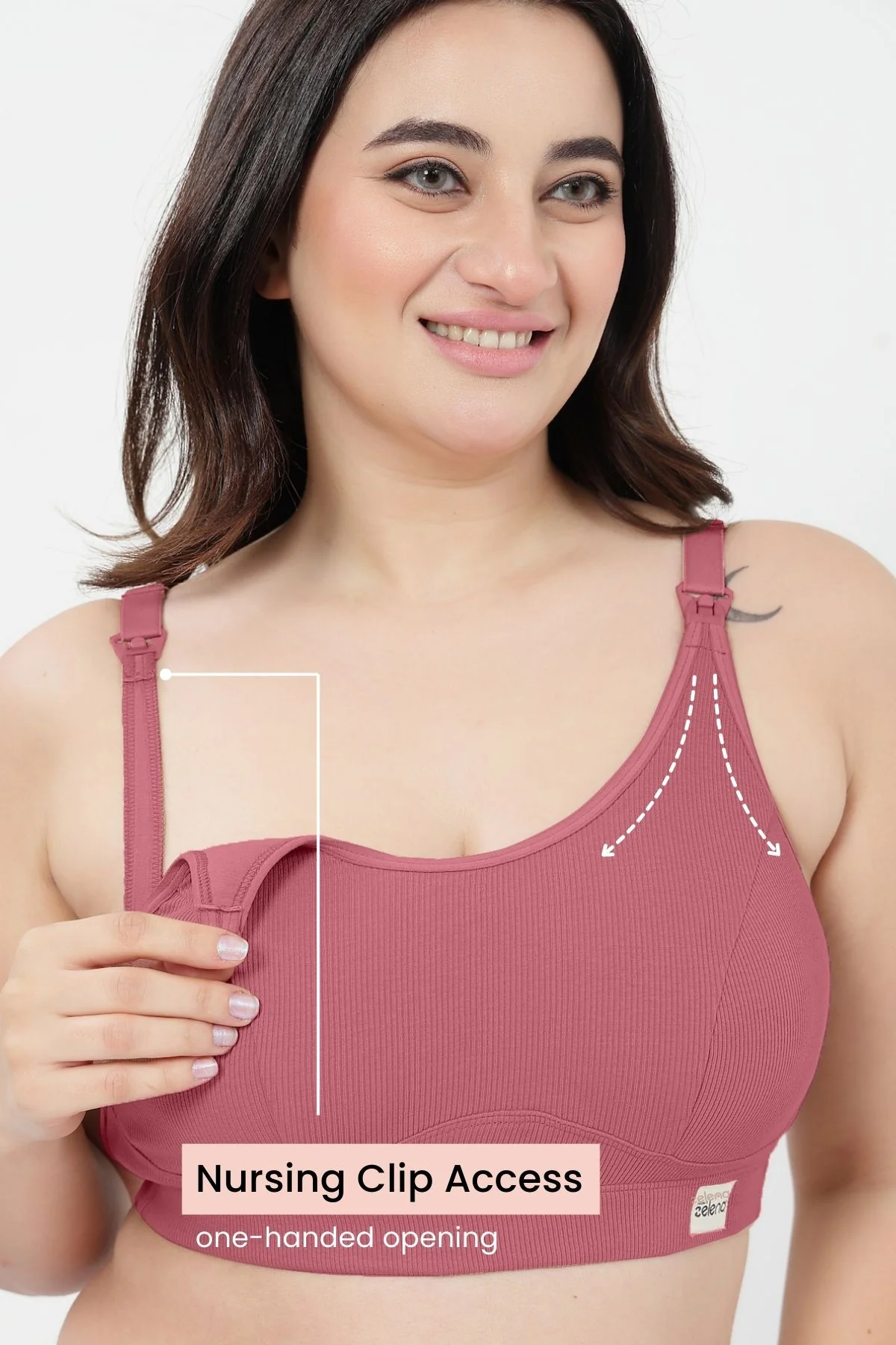 Riva Fine Rib Bra & Mid Rise Panty Set - Blush - Image 3