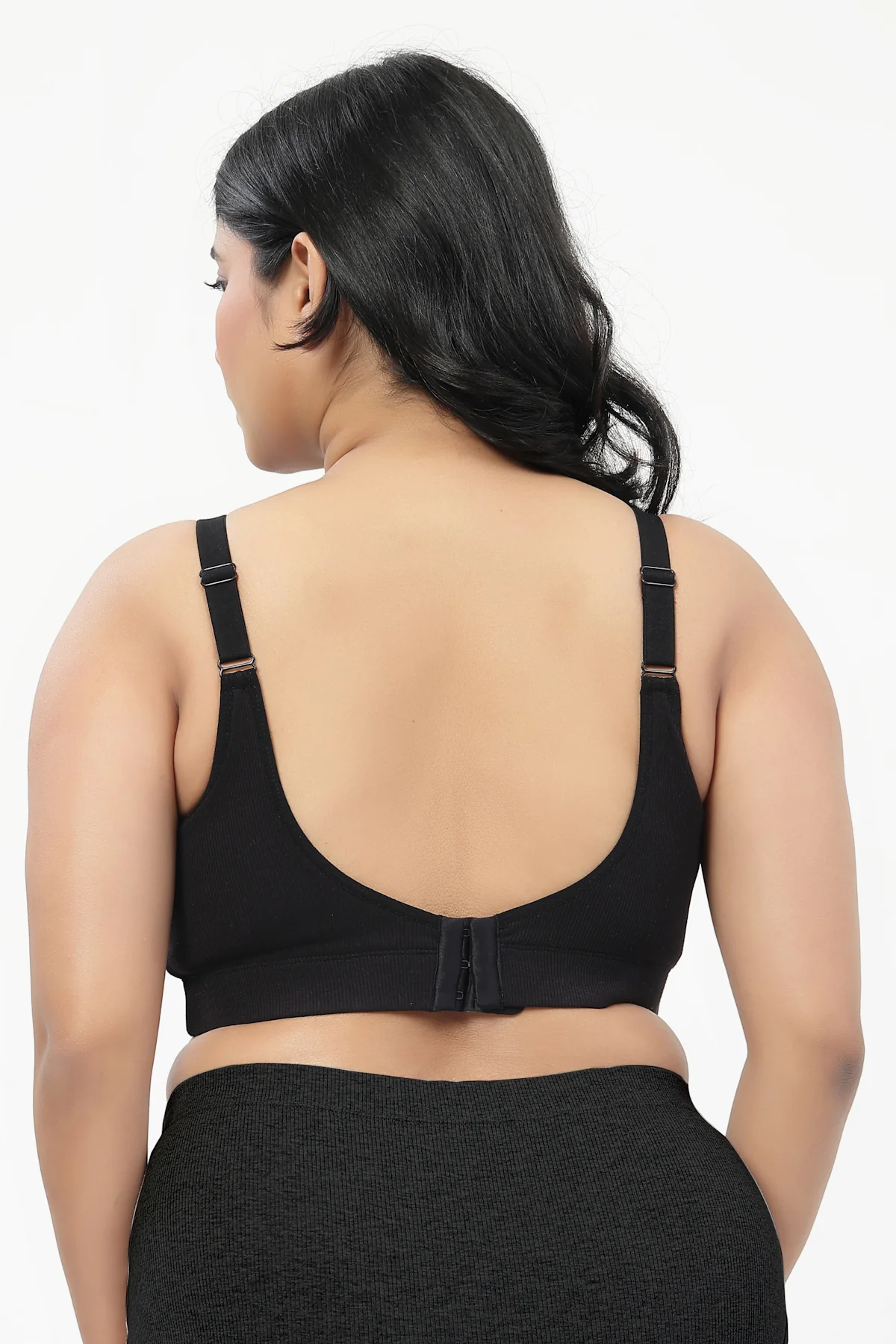Riva Fine-Rib Cotton Feeding Bra - Black - Image 10