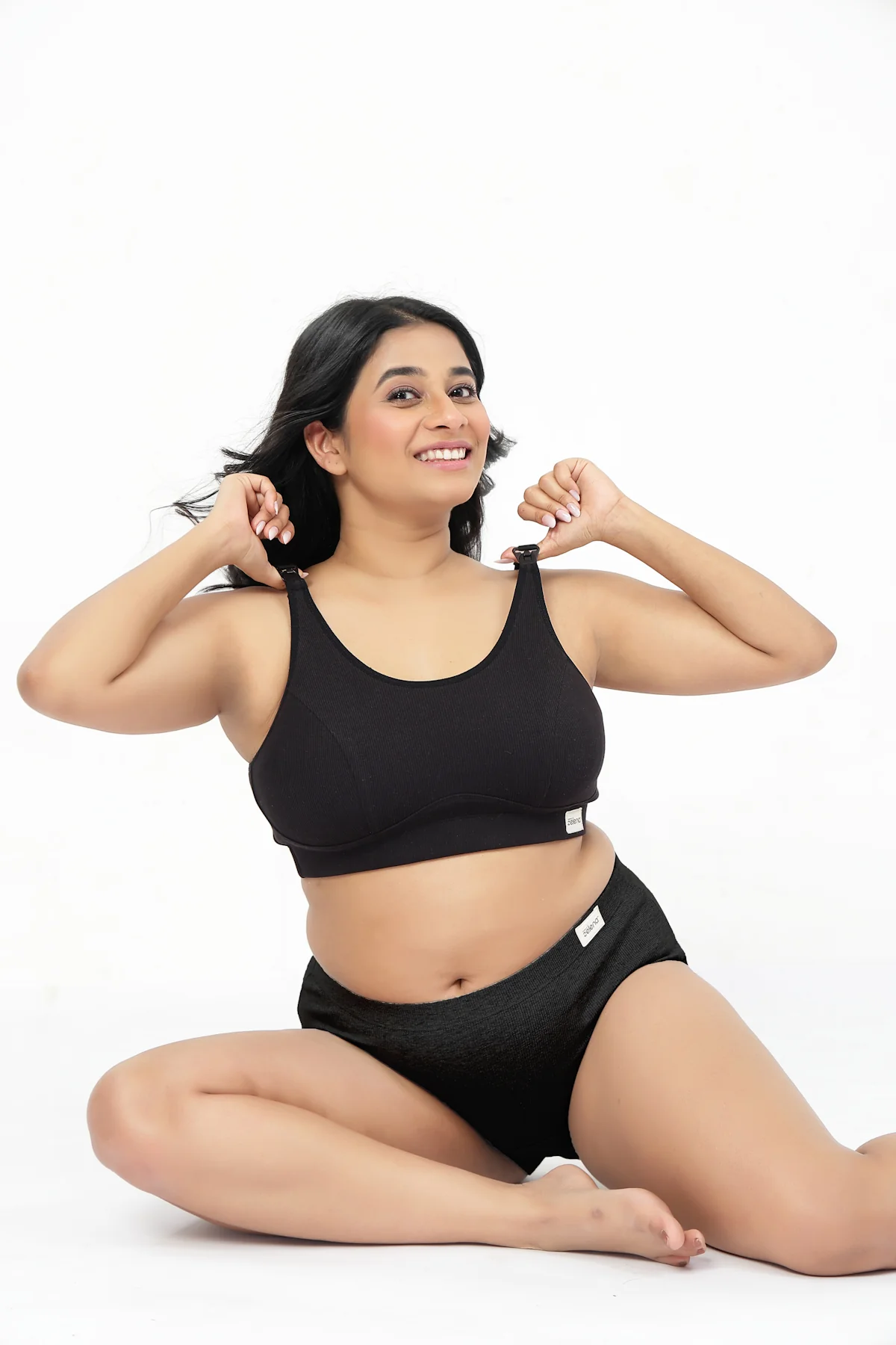 Riva Fine-Rib Cotton Feeding Bra - Black - Image 13