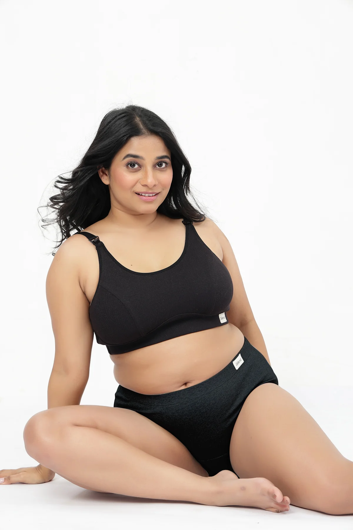 Riva Fine-Rib Cotton Feeding Bra - Black - Image 16