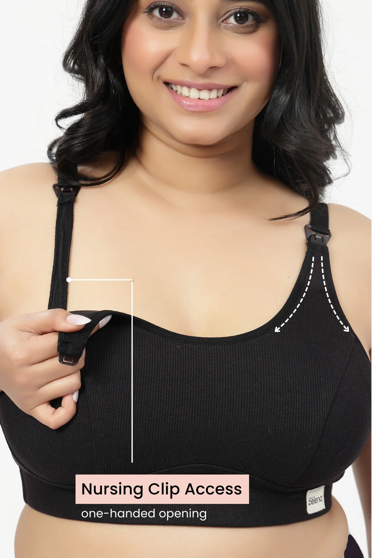 Riva Fine-Rib Cotton Feeding Bra - Black - Image 2