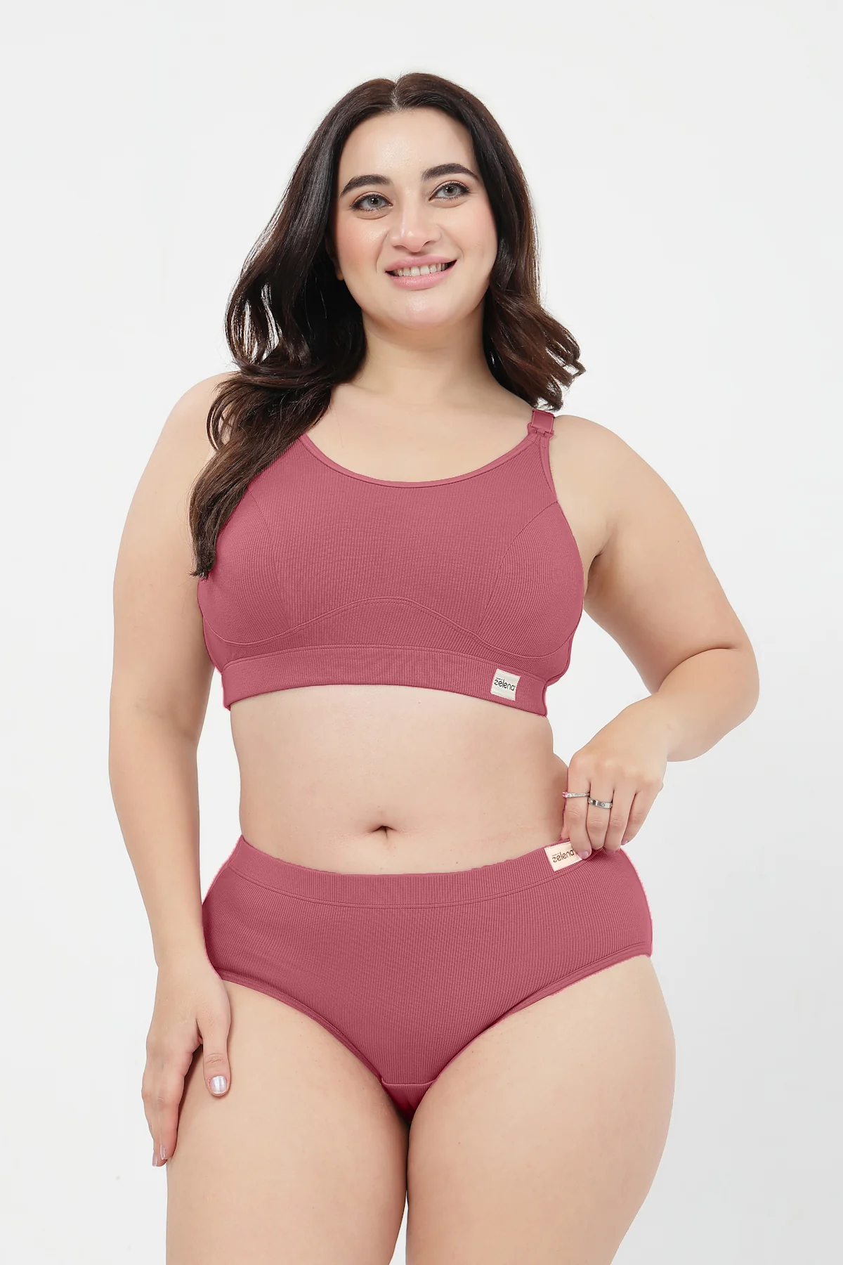 Riva Fine-Rib Cotton Feeding Bra - Blush - Image 8