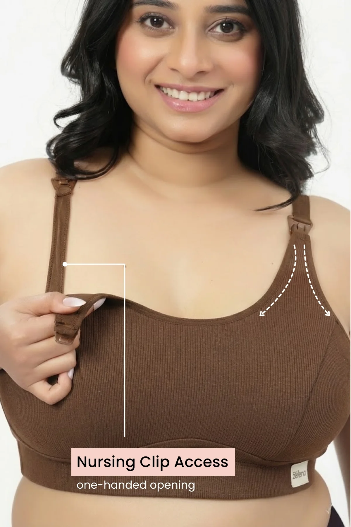 Riva Fine-Rib Cotton Feeding Bra - Mocha - Image 4