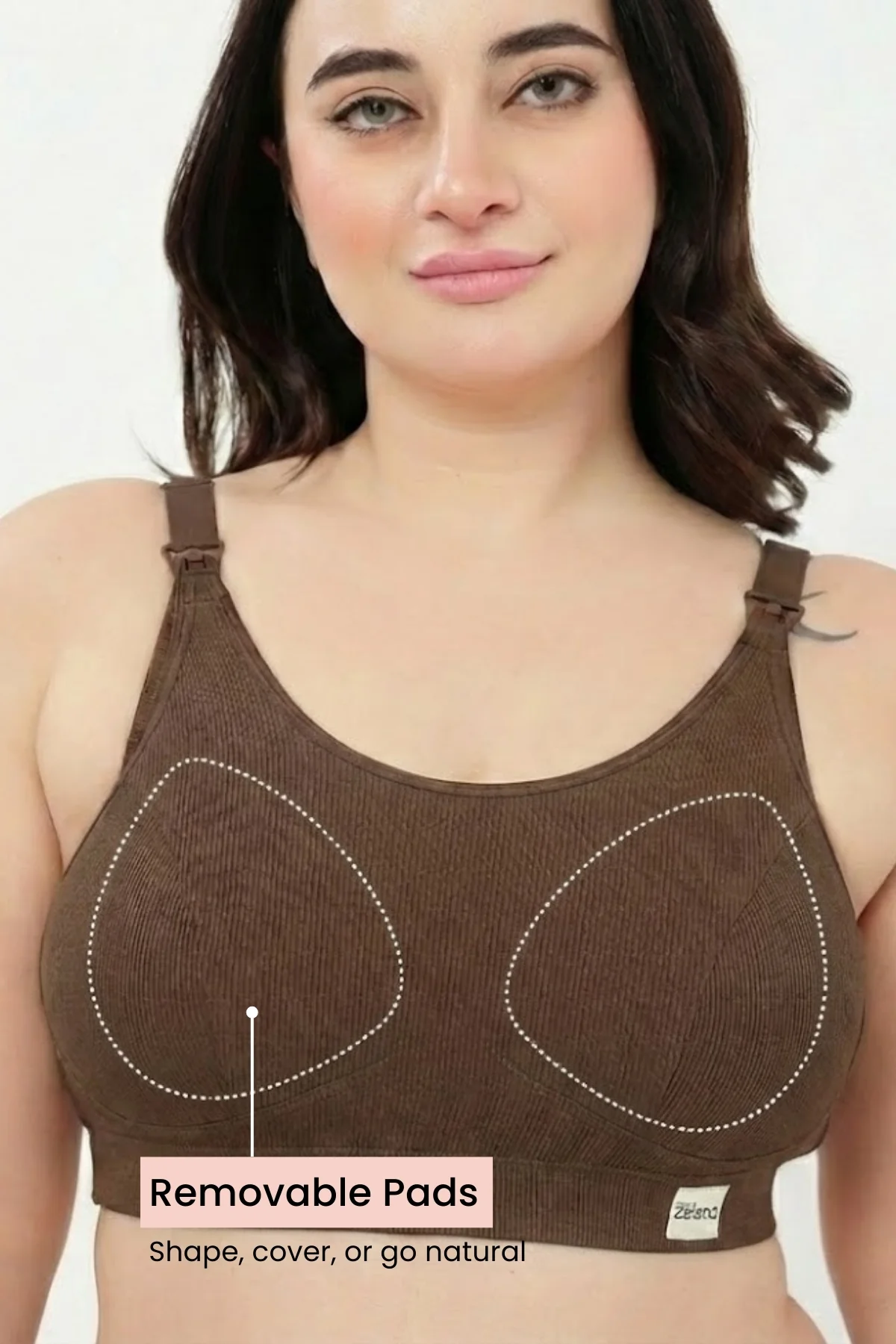 Riva Fine-Rib Cotton Feeding Bra - Mocha - Image 5