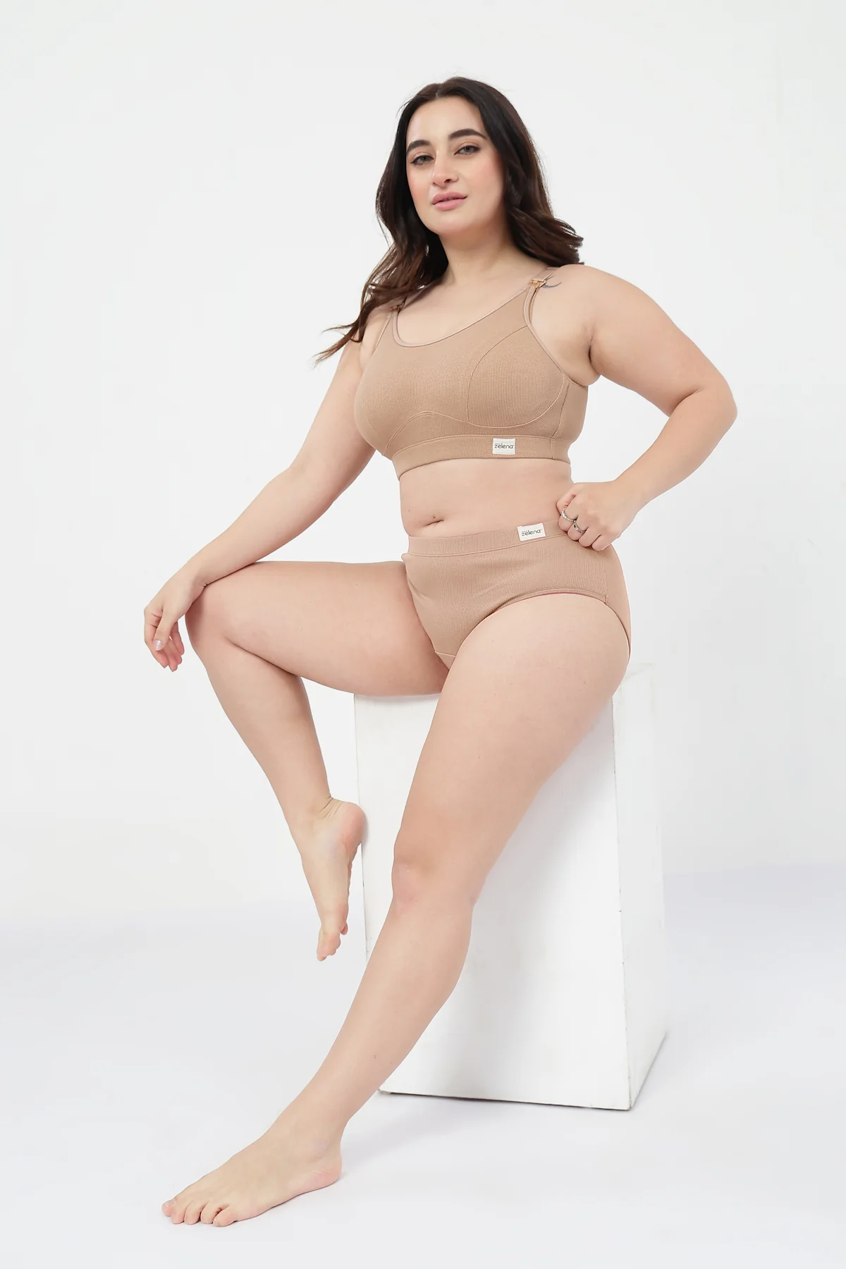 Riva Fine-Rib Cotton Feeding Bra - Skin - Image 13